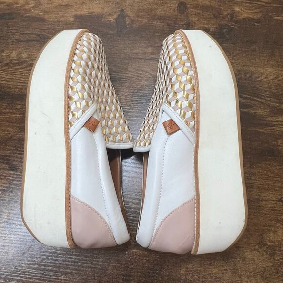 Flamingos Spain Coconut Platform Sneakers 7 Womens Slip On Metallic Geo Leather - Picture 4 of 11